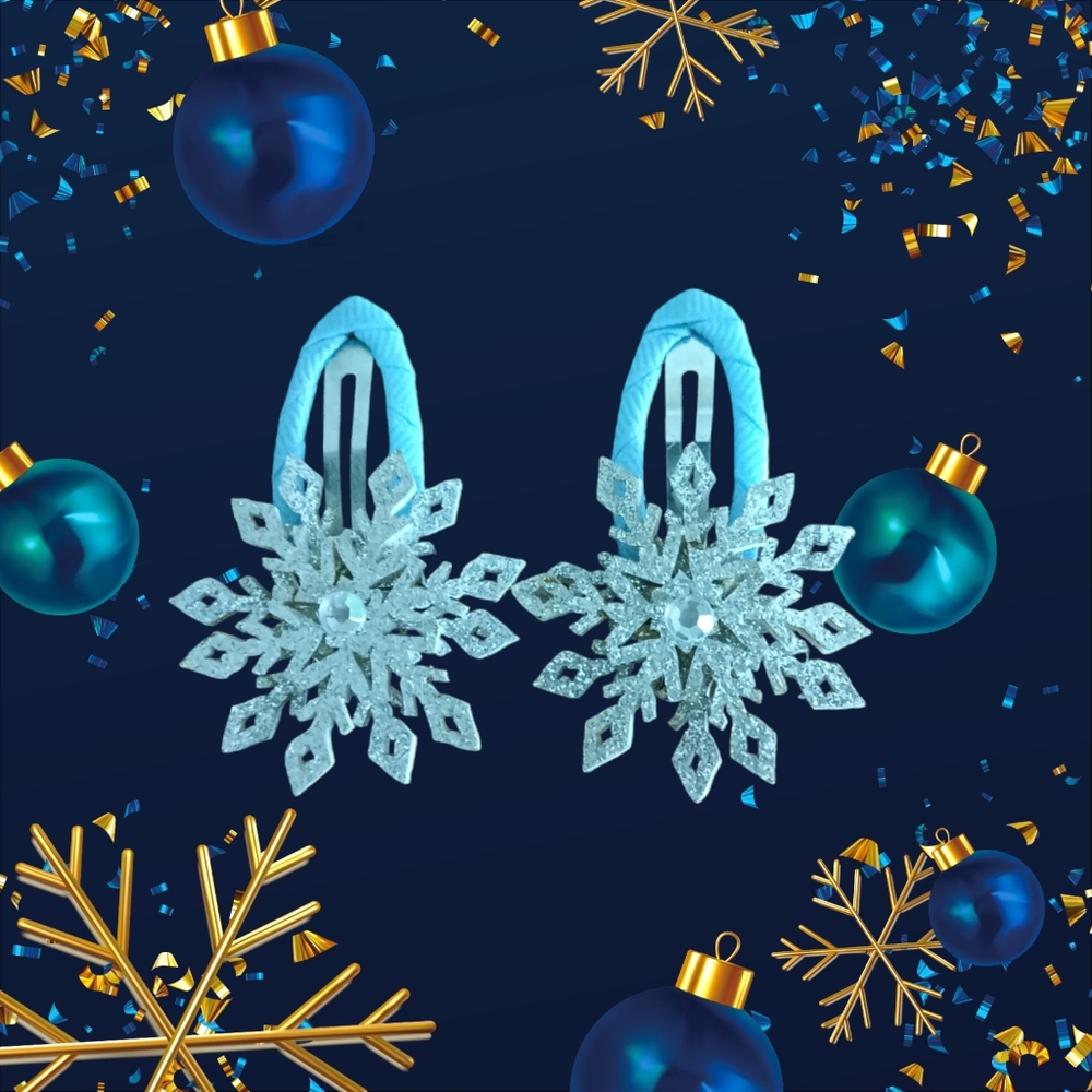 Silver Snowflake Hair Clips - Picture 2 of 6